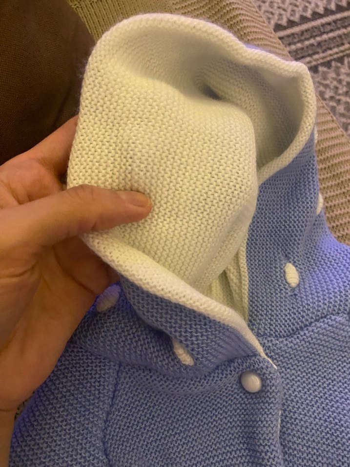 Çocuk Mavi Kapüşonlu Triko Hırka - Görsel 4