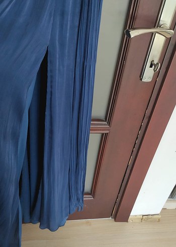 34 Beden Uzun Lacivert Drapeli Tek Omuz Kadın Abiye