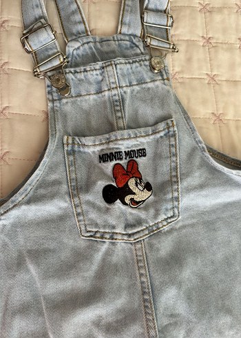 Zara Kız Çocuk Gri Denim Askılı Tulum