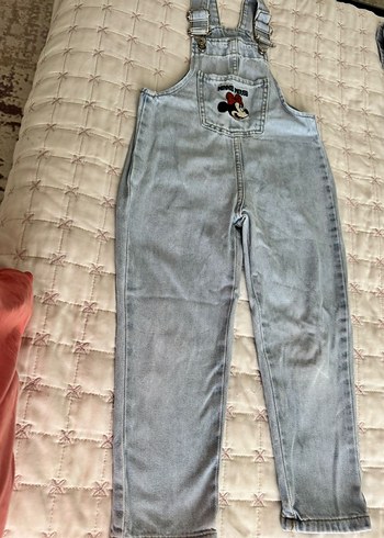 Kız Çocuk Gri Denim Askılı Tulum