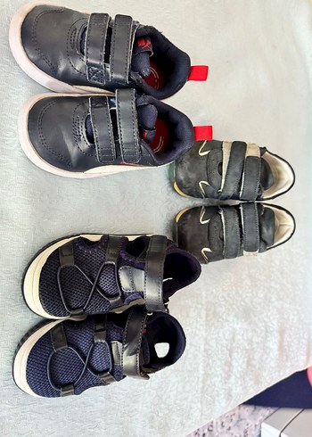 Erkek Çocuk Gri Mavi Cırtlı Spor Ayakkabı