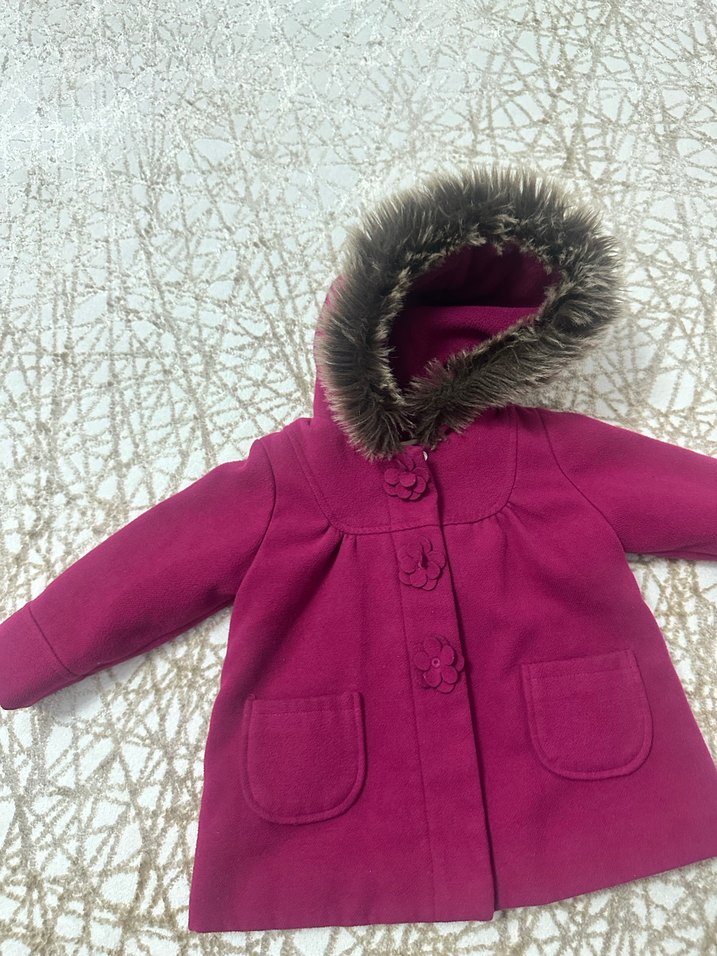 Kürklü Kapüşonlu Mor Kız Çocuk Kabanı - Görsel 2