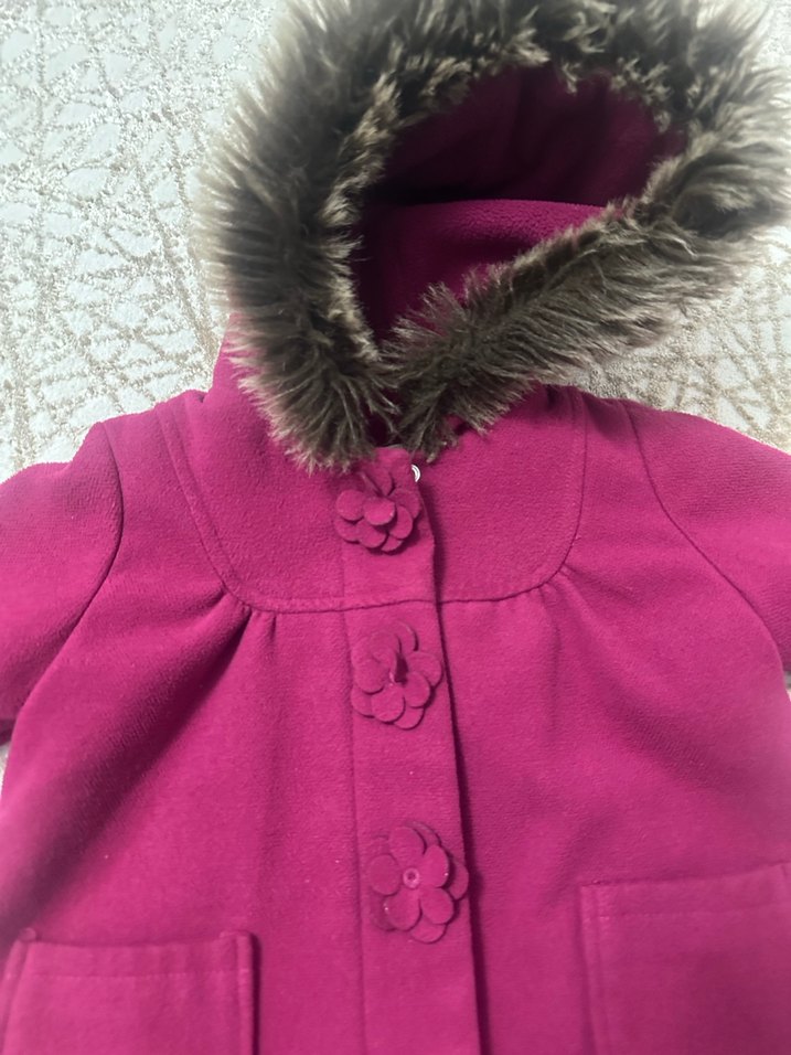 Kürklü Kapüşonlu Mor Kız Çocuk Kabanı - Görsel 3