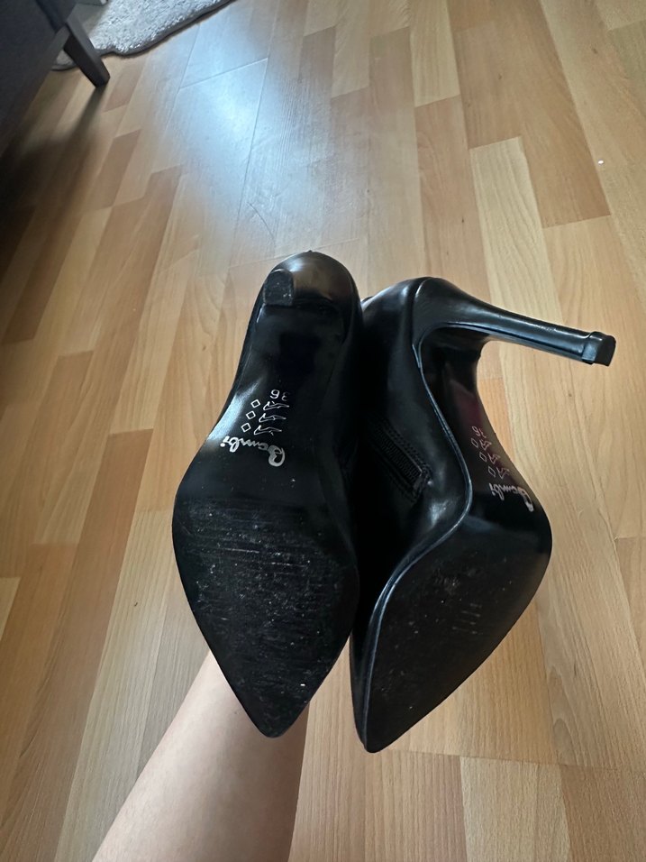 Siyah Deri Stiletto Topuklu Kadın Bot - Görsel 5