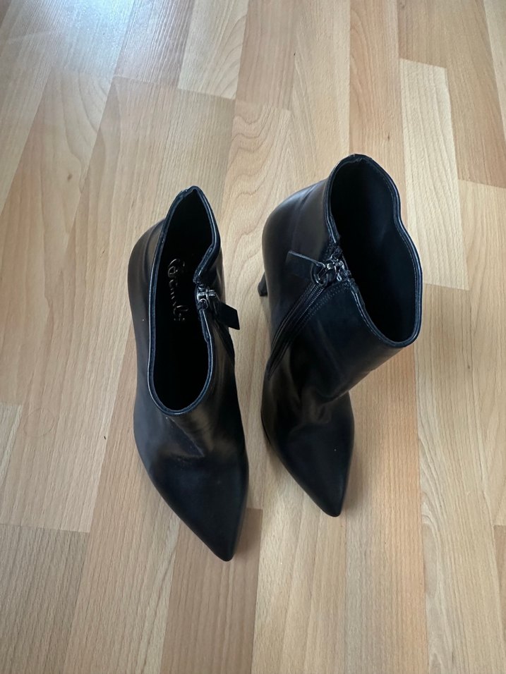 Siyah Deri Stiletto Topuklu Kadın Bot - Görsel 4