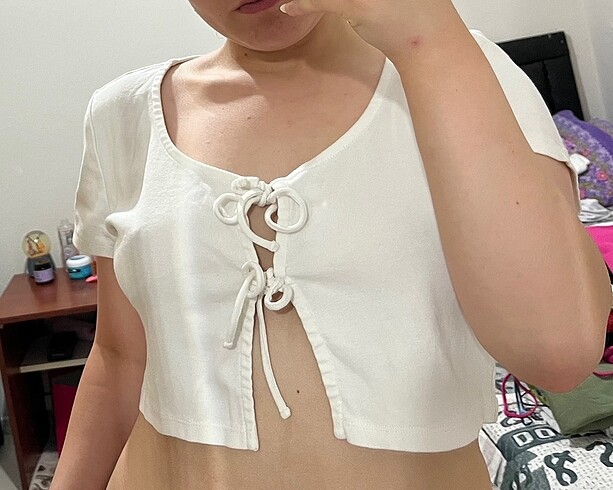 m Beden Önden bağlamalı crop