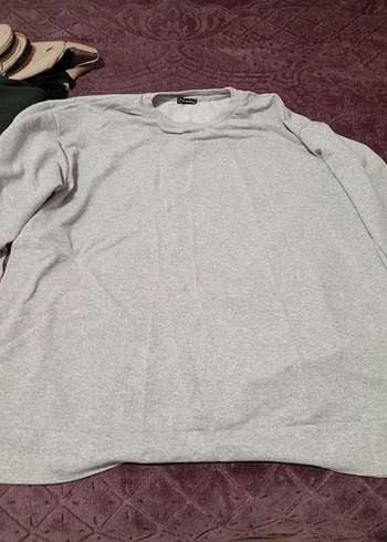 52-6 drop Beden Gri Erkek Sweatshirt, Bisiklet Yaka, Rahat Kesim