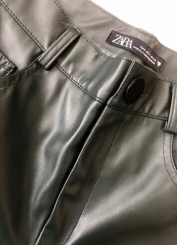 Zara Suni Deri Wide Leg Pantalon