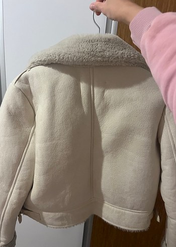 Stradivarius Bej Kadın Süet Kürklü Midi Ceket