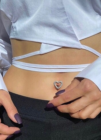  Beden gri Renk Kalp göbek Piercing