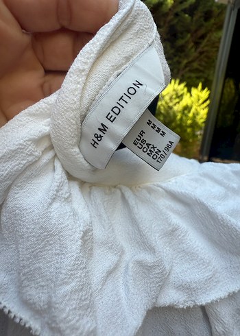 H&M Beyaz Nakışlı Bohem Uzun Keten Elbise