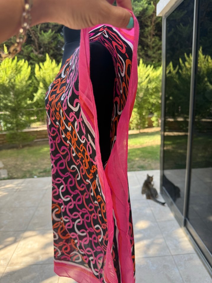 Renkli Bağlama Desenli Kısa Pareo - Görsel 4