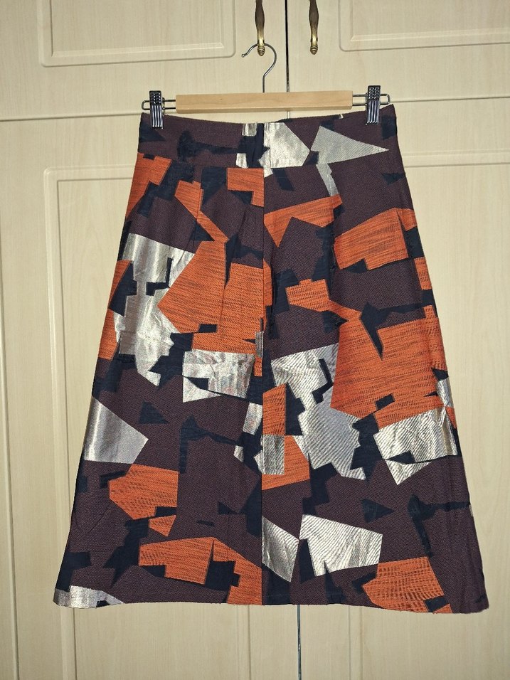 Kadın Kahverengi Midi Desenli Etek - Görsel 3