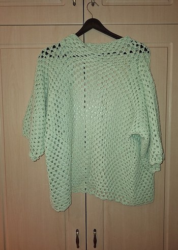 Yeşil Bohem Örgü Kadın Hırka - Görsel 3