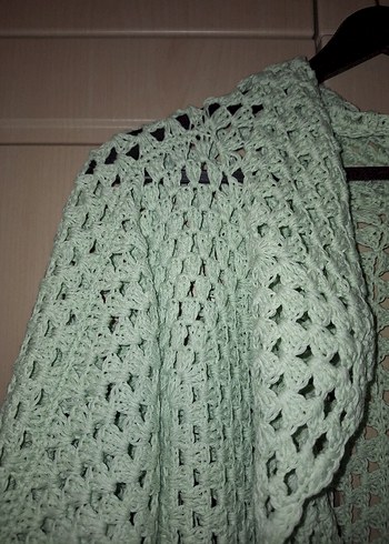 Yeşil Bohem Örgü Kadın Hırka - Görsel 2