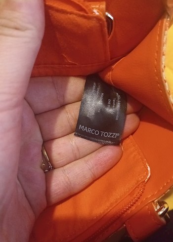 Turuncu Parlak Yılan Desenli Deri Çanta - Görsel 6