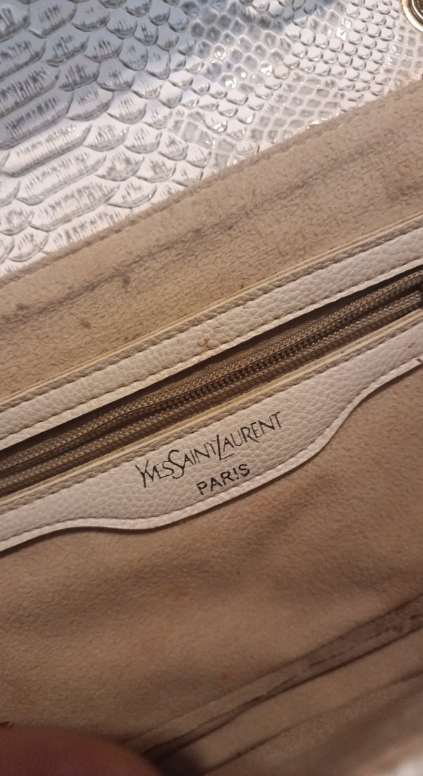 Beyaz Yılan Derisi Desenli Zincirli Kadın Çanta - Görsel 3