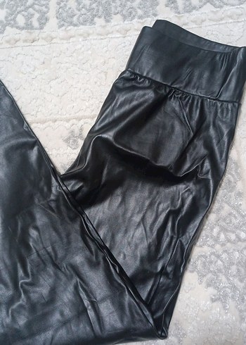 Siyah Deri Kadın Tayt - Görsel 2