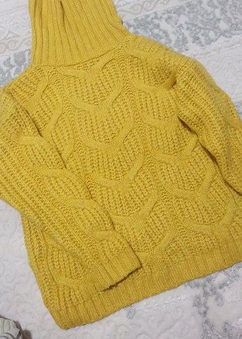 Sarı Bohem Örgü Kadın Kazak - Görsel 2