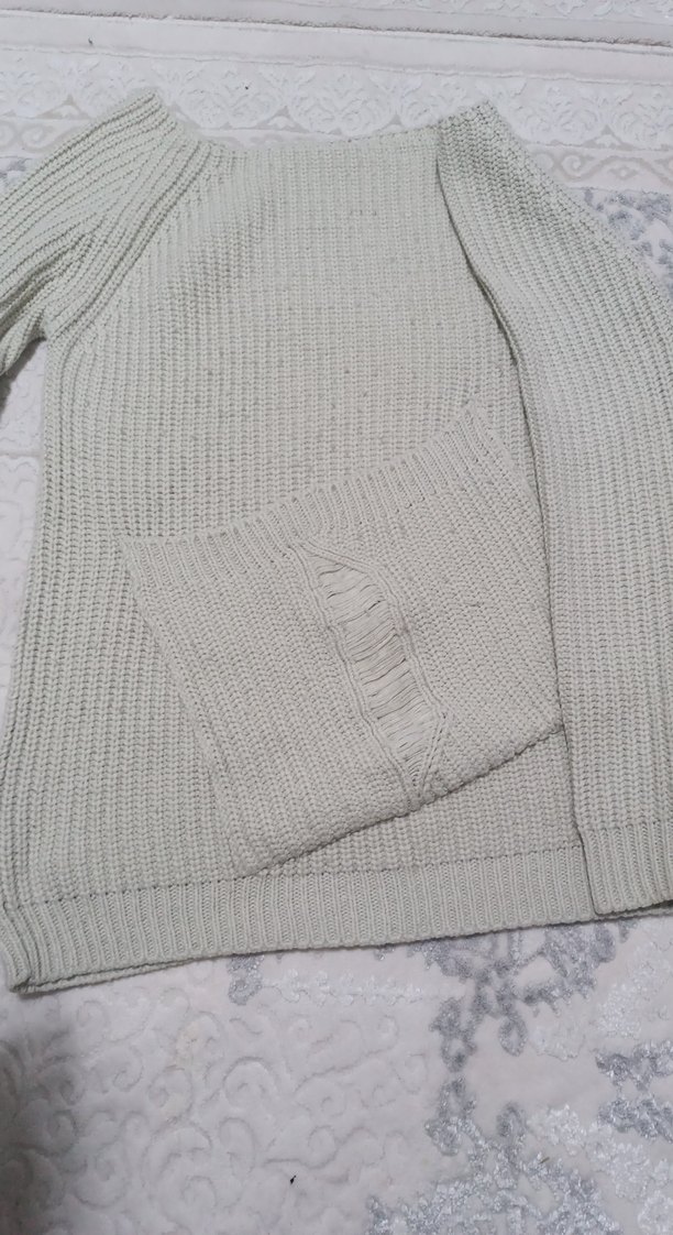 Gri Kadın Triko Uzun Kollu Kazak - Görsel 2