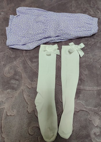 Mor Düğmeli Kız Elbisesi - Görsel 2