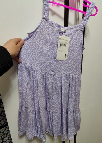 Mor Düğmeli Kız Elbisesi - Görsel 8