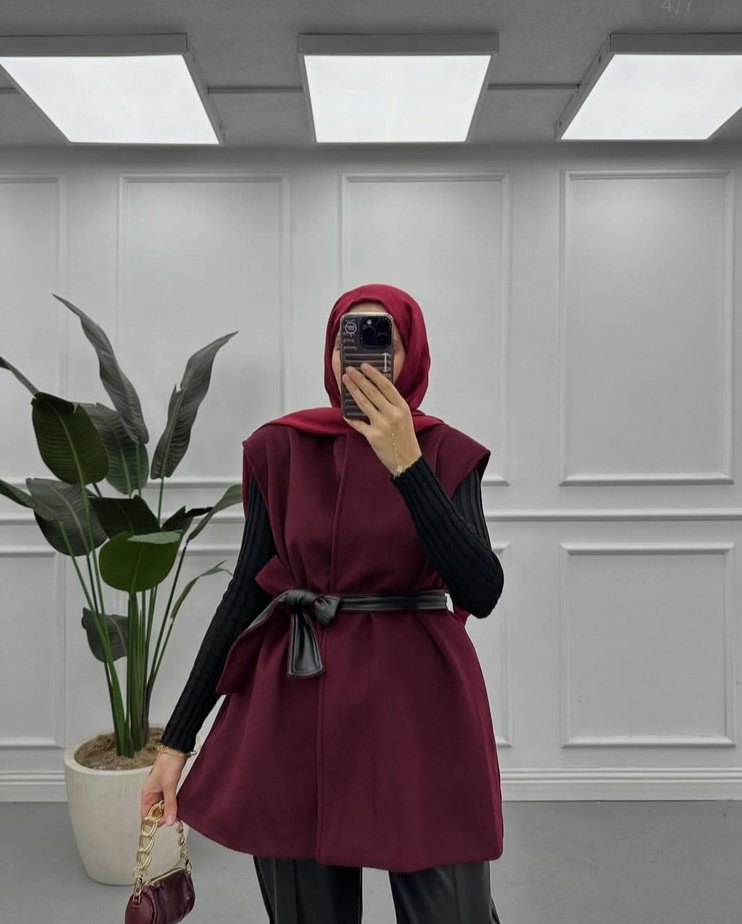 bej Midi Kadın Kolsuz Yelek - Görsel 3