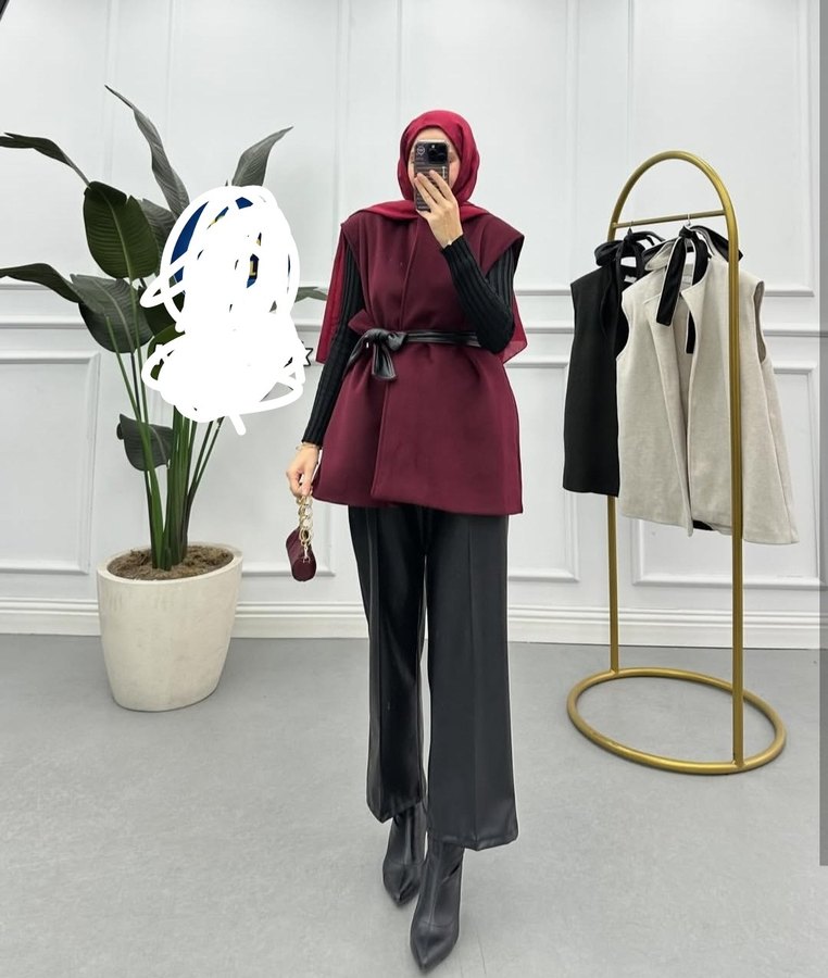 bej Midi Kadın Kolsuz Yelek - Görsel 2