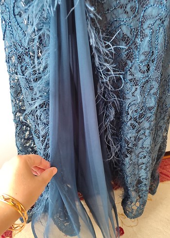 Zara Lacivert Uzun Kollu Gotik Abiye Elbise