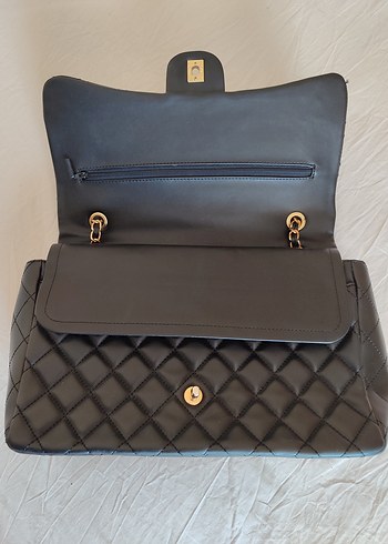 Zincir Detaylı Siyah Deri Kadın Çanta - Görsel 5