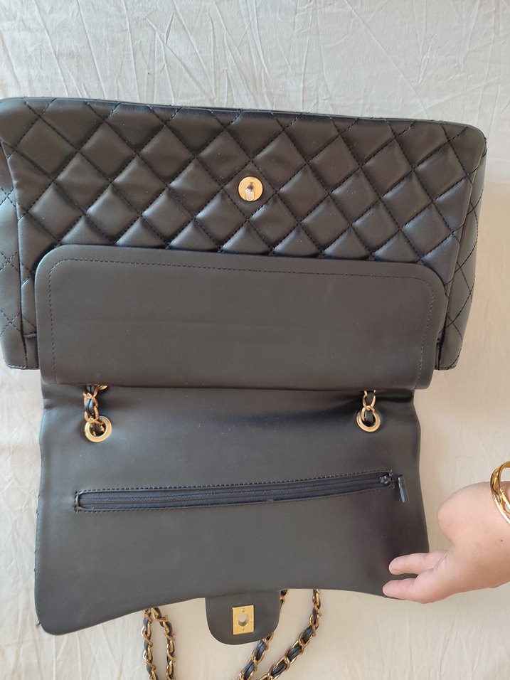 Zincir Detaylı Siyah Deri Kadın Çanta - Görsel 3