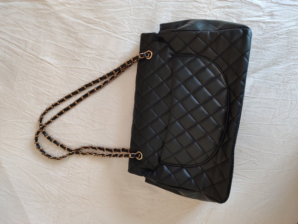 Zincir Detaylı Siyah Deri Kadın Çanta - Görsel 2