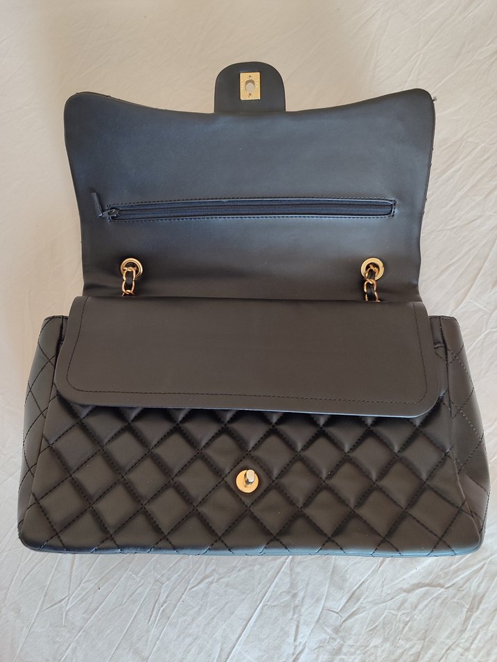 Zincir Detaylı Siyah Deri Kadın Çanta - Görsel 5