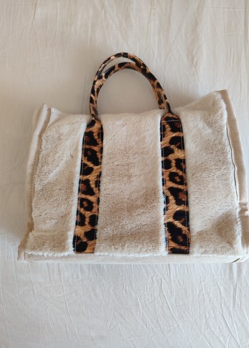 Kürk Detaylı Bej Kadın Tote Çanta - Görsel 3