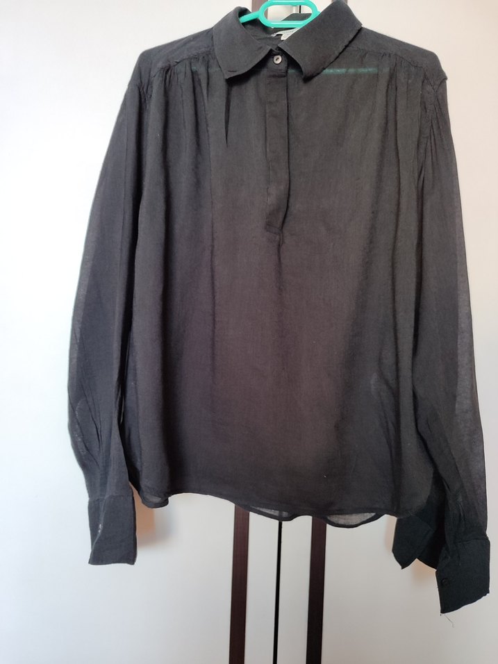 Keten Kadın Gömlek, Uzun Kollu, Bol Kesim - Görsel 4