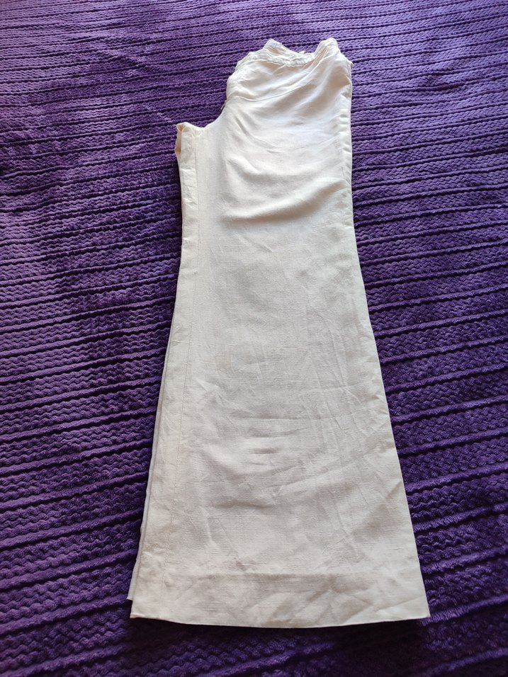 Düğmeli Beyaz Keten Bol Kesim Midi Pantolon - Görsel 4