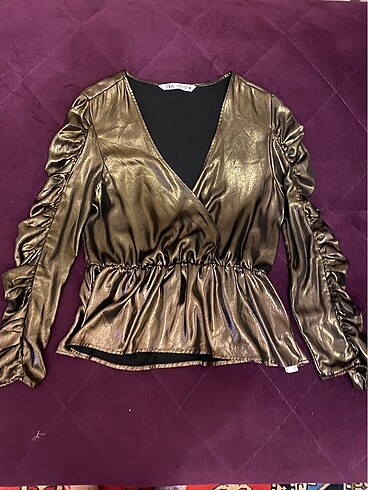 Zara bronz gece bluzu