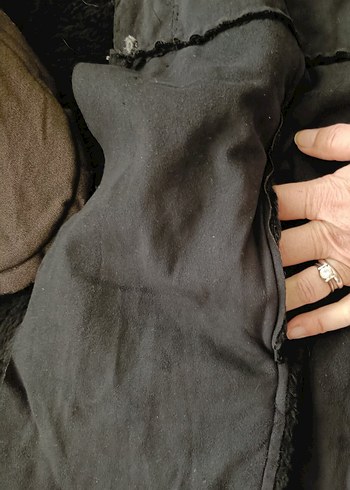 m Beden lacivert Renk Siyah Güderi Dış, Peluş Astarlı Uzun YelekCepli & Sıcak Şıklık