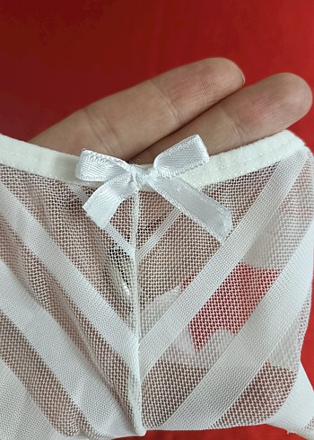 Zarif Beyaz Tül&Arkası Penye Slip Külot - Görsel 4