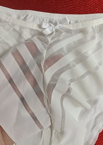 Zarif Beyaz Tül&Arkası Penye Slip Külot - Görsel 5