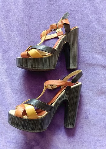 Parlak Bej Platform Topuklu Kadın Ayakkabı - Görsel 16