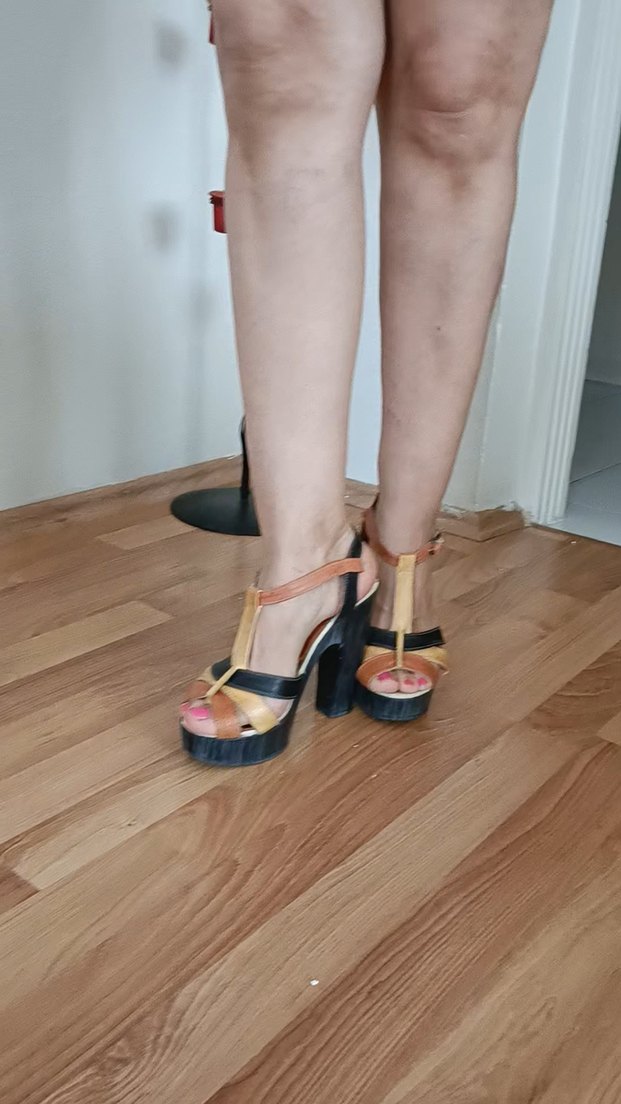 Parlak Bej Platform Topuklu Kadın Ayakkabı - Görsel 5