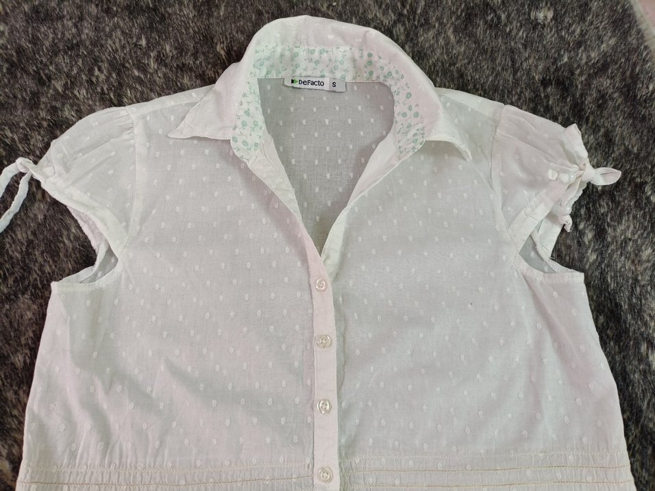  DeFacto Beyaz Pamuklu Kısa Kol Gömlek - Görsel 3