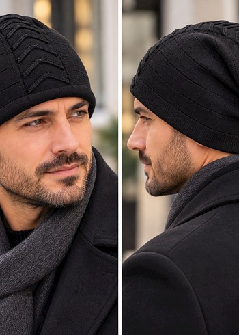Diğer Siyah Erkek Triko Bere Orgu Desenli Sik Model