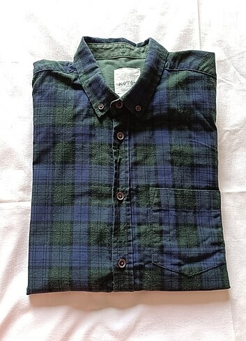 m Beden Koton Yeşil Mavi Slim Fit Oduncu Gömlek