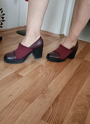 Diğer Jill Bordo Kalın Topuklu Ayakkabı