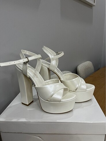 Diğer Beyaz Sedefli 16 cm Gelin Platform Ayakkabı