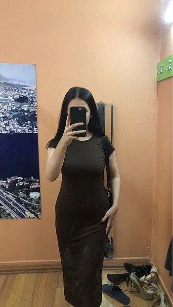 l Beden Günlük elbise kahverengi