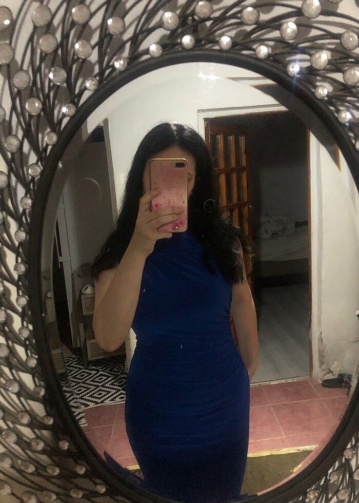 Mavi drapeli elbise - Görsel 2