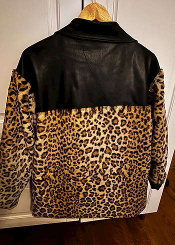 Touché Kahverengi Leopar Desenli Deri Midi Ceket - Görsel 5